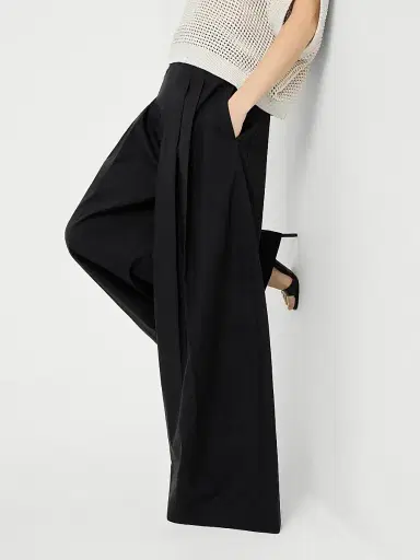 Brunello Cucinelli Women's Techno Cotton Poplin Maxi Trousers - Black | Thumbnail 5 Brunello Cucinelli Women's Techno Cotton Poplin Maxi Trousers - Black | Thumbnail 5
