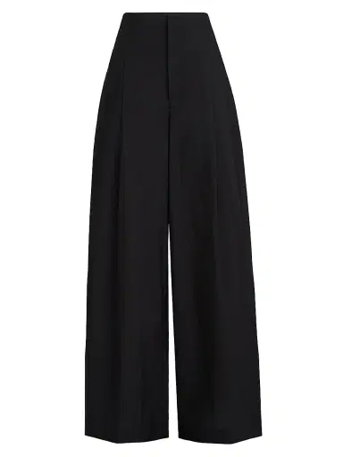 Brunello Cucinelli Women's Techno Cotton Poplin Maxi Trousers - Black | Thumbnail 1 Brunello Cucinelli Women's Techno Cotton Poplin Maxi Trousers - Black | Thumbnail 1