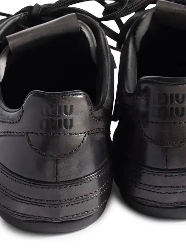Miu Miu Women's Leather Sneakers with Buckle - Black | Thumbnail 2 Miu Miu Women's Leather Sneakers with Buckle - Black | Thumbnail 2