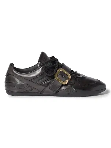 Miu Miu Women's Leather Sneakers with Buckle - Black | Thumbnail 1 Miu Miu Women's Leather Sneakers with Buckle - Black | Thumbnail 1