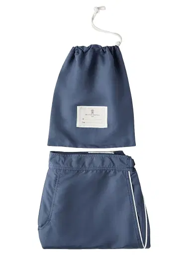 Brunello Cucinelli Men's Nylon Swim Shorts with Tabbed Waistband and Piping | Thumbnail 4 Brunello Cucinelli Men's Nylon Swim Shorts with Tabbed Waistband and Piping | Thumbnail 4