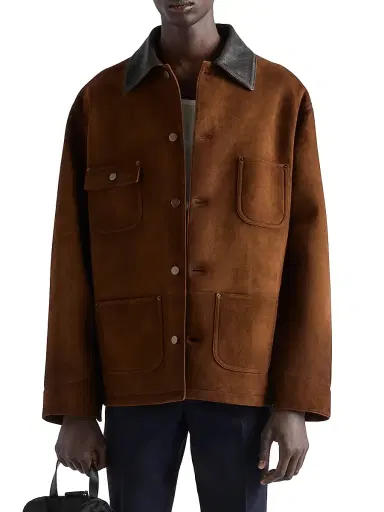 Prada Men's Suede Caban Jacket - Brown - Size 44 | Thumbnail 2 Prada Men's Suede Caban Jacket - Brown - Size 44 | Thumbnail 2