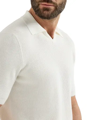Brunello Cucinelli Men's Cotton English Rib Knit Polo Shirt | Thumbnail 4 Brunello Cucinelli Men's Cotton English Rib Knit Polo Shirt | Thumbnail 4