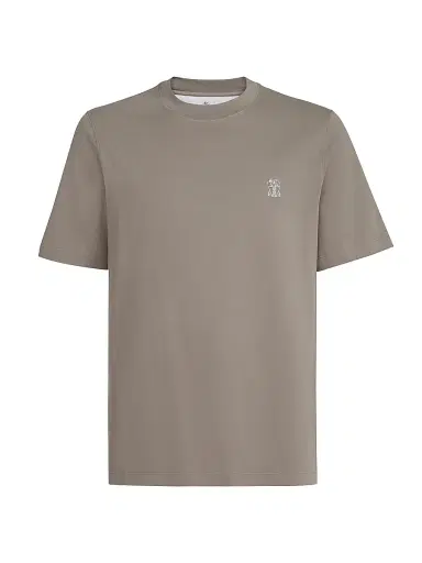 Brunello Cucinelli Men's Cotton Jersey Crew-Neck T-Shirt with Logo | Thumbnail 1 Brunello Cucinelli Men's Cotton Jersey Crew-Neck T-Shirt with Logo | Thumbnail 1