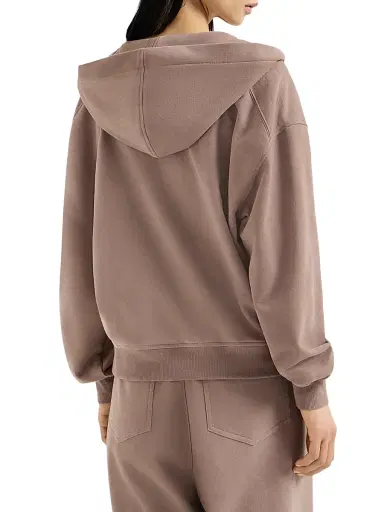 Brunello Cucinelli Women's Hooded Sweatshirt with Shiny Zipper Pull - Brown | Thumbnail 3 Brunello Cucinelli Women's Hooded Sweatshirt with Shiny Zipper Pull - Brown | Thumbnail 3