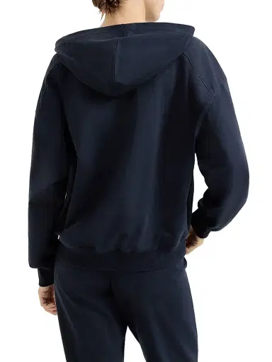 Brunello Cucinelli Women's Stretch Cotton Lightweight French Terry Hooded Sweatshirt - Blue | Thumbnail 3 Brunello Cucinelli Women's Stretch Cotton Lightweight French Terry Hooded Sweatshirt - Blue | Thumbnail 3