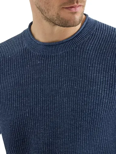 Brunello Cucinelli Men's Linen and Cotton Half English Rib Knit T-Shirt - Denim - Size 38 | Thumbnail 4 Brunello Cucinelli Men's Linen and Cotton Half English Rib Knit T-Shirt - Denim - Size 38 | Thumbnail 4