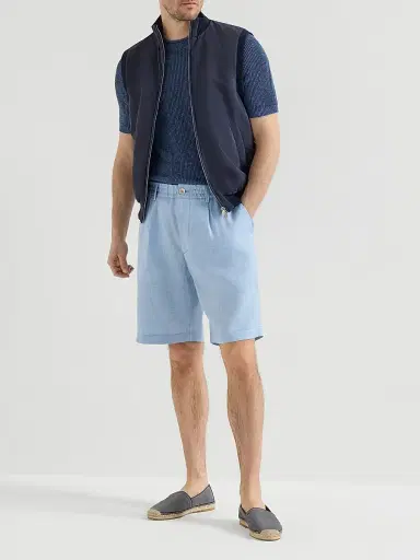 Brunello Cucinelli Men's Linen and Cotton Half English Rib Knit T-Shirt - Denim - Size 38 | Thumbnail 6 Brunello Cucinelli Men's Linen and Cotton Half English Rib Knit T-Shirt - Denim - Size 38 | Thumbnail 6
