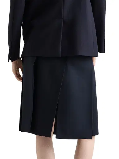 Prada Women's Wool Hopsack Skirt - Navy Blue | Thumbnail 4 Prada Women's Wool Hopsack Skirt - Navy Blue | Thumbnail 4