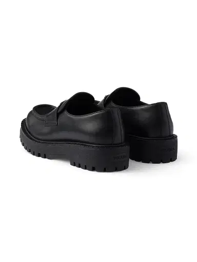Prada Men's Brushed Leather Loafers - Black | Thumbnail 2 Prada Men's Brushed Leather Loafers - Black | Thumbnail 2
