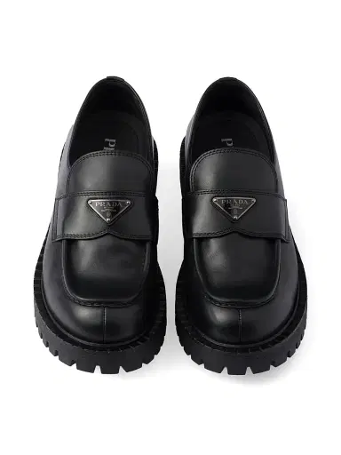 Prada Men's Brushed Leather Loafers - Black | Thumbnail 3 Prada Men's Brushed Leather Loafers - Black | Thumbnail 3