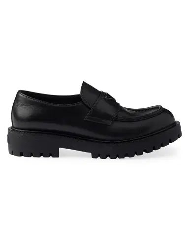 Prada Men's Brushed Leather Loafers - Black | Thumbnail 1 Prada Men's Brushed Leather Loafers - Black | Thumbnail 1