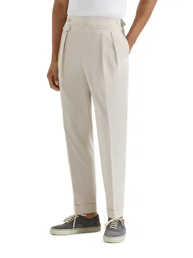 Brunello Cucinelli Men's Cotton Crêpe Batavia Trousers with Reversed Double Pleats - Yuta - Size 46 | Thumbnail 2 Brunello Cucinelli Men's Cotton Crêpe Batavia Trousers with Reversed Double Pleats - Yuta - Size 46 | Thumbnail 2