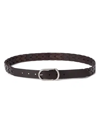 Brunello Cucinelli Men's Braided Leather Belt - Rust Brown | Thumbnail 1 Brunello Cucinelli Men's Braided Leather Belt - Rust Brown | Thumbnail 1
