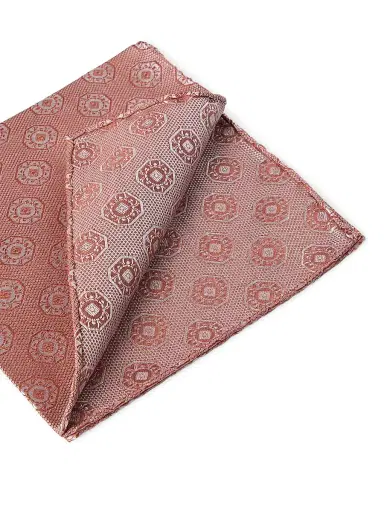 Brunello Cucinelli Men's Silk Pocket Square with Medallion Design | Thumbnail 3 Brunello Cucinelli Men's Silk Pocket Square with Medallion Design | Thumbnail 3