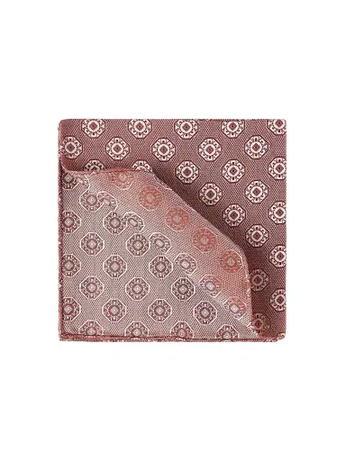 Brunello Cucinelli Men's Silk Pocket Square with Medallion Design | Thumbnail 1 Brunello Cucinelli Men's Silk Pocket Square with Medallion Design | Thumbnail 1