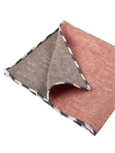 Brunello Cucinelli Men's Silk Pocket Square with Striped Border | Thumbnail 3 Brunello Cucinelli Men's Silk Pocket Square with Striped Border | Thumbnail 3