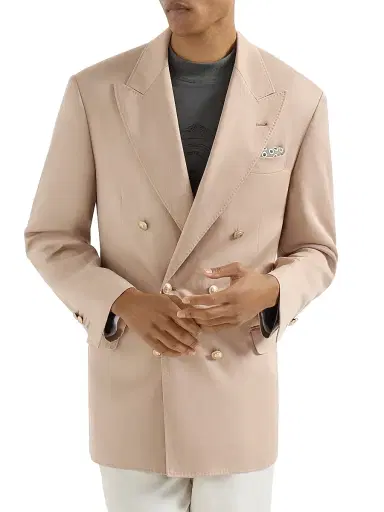 Brunello Cucinelli Men's Délavé Silk and Linen Gabardine Blazer - Tobacco | Thumbnail 2 Brunello Cucinelli Men's Délavé Silk and Linen Gabardine Blazer - Tobacco | Thumbnail 2
