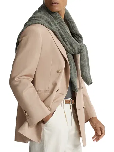Brunello Cucinelli Men's Délavé Silk and Linen Gabardine Blazer - Tobacco | Thumbnail 4 Brunello Cucinelli Men's Délavé Silk and Linen Gabardine Blazer - Tobacco | Thumbnail 4