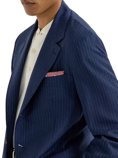 Brunello Cucinelli Men's Silk Pocket Square with Diamond Pattern | Thumbnail 2 Brunello Cucinelli Men's Silk Pocket Square with Diamond Pattern | Thumbnail 2