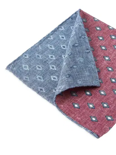 Brunello Cucinelli Men's Silk Pocket Square with Diamond Pattern | Thumbnail 3 Brunello Cucinelli Men's Silk Pocket Square with Diamond Pattern | Thumbnail 3