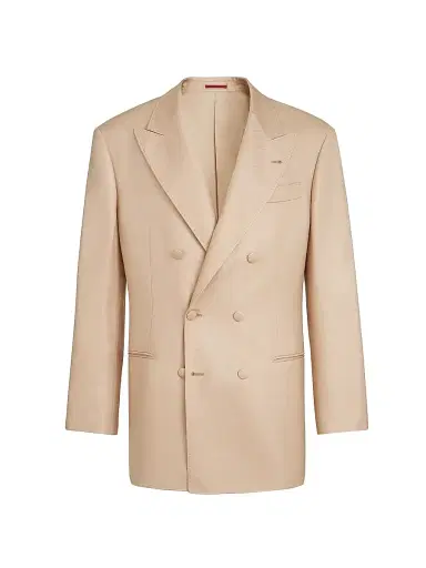Brunello Cucinelli Men's Silk Diagonal One and a Half Breasted Tuxedo Jacket with Peak Lapels | Thumbnail 1 Brunello Cucinelli Men's Silk Diagonal One and a Half Breasted Tuxedo Jacket with Peak Lapels | Thumbnail 1