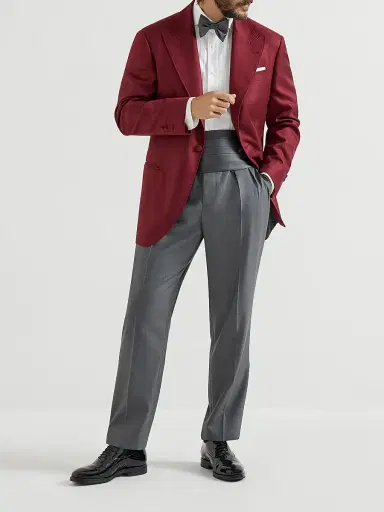 Brunello Cucinelli Men's Silk Diagonal Tuxedo Jacket with Peak Lapels | Thumbnail 6 Brunello Cucinelli Men's Silk Diagonal Tuxedo Jacket with Peak Lapels | Thumbnail 6