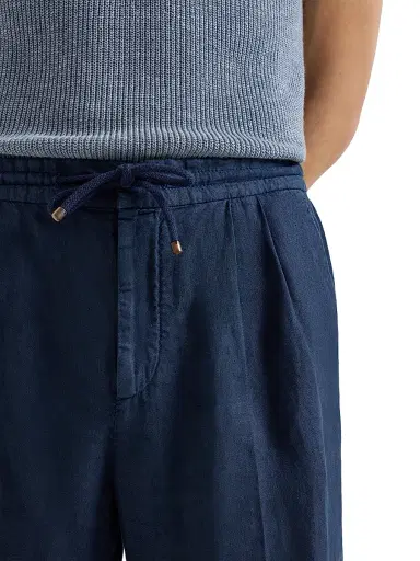 Brunello Cucinelli Men's Trousers in Linen Gabardine with Drawstring and Double Pleats | Thumbnail 5 Brunello Cucinelli Men's Trousers in Linen Gabardine with Drawstring and Double Pleats | Thumbnail 5
