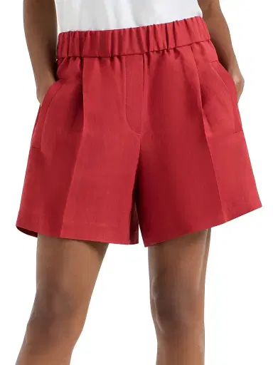 Brunello Cucinelli Women's Viscose and Linen Fluid Twill Baggy Shorts | Thumbnail 2 Brunello Cucinelli Women's Viscose and Linen Fluid Twill Baggy Shorts | Thumbnail 2