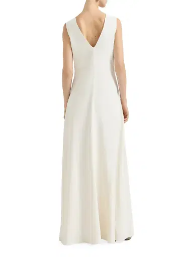 Brunello Cucinelli Women's Silk and Acetate Crepe Cady Fluid Dress with Precious Neckline | Thumbnail 3 Brunello Cucinelli Women's Silk and Acetate Crepe Cady Fluid Dress with Precious Neckline | Thumbnail 3