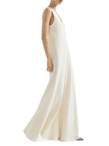 Brunello Cucinelli Women's Silk and Acetate Crepe Cady Fluid Dress with Precious Neckline | Thumbnail 4 Brunello Cucinelli Women's Silk and Acetate Crepe Cady Fluid Dress with Precious Neckline | Thumbnail 4