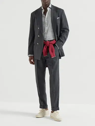 Brunello Cucinelli Men's Silk and Cotton Jersey Shirt with Spread Collar | Thumbnail 6 Brunello Cucinelli Men's Silk and Cotton Jersey Shirt with Spread Collar | Thumbnail 6