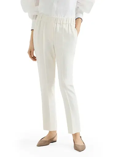 Brunello Cucinelli Women's Silk and Acetate Crêpe Cady Tailored Jogger Trousers | Thumbnail 2 Brunello Cucinelli Women's Silk and Acetate Crêpe Cady Tailored Jogger Trousers | Thumbnail 2