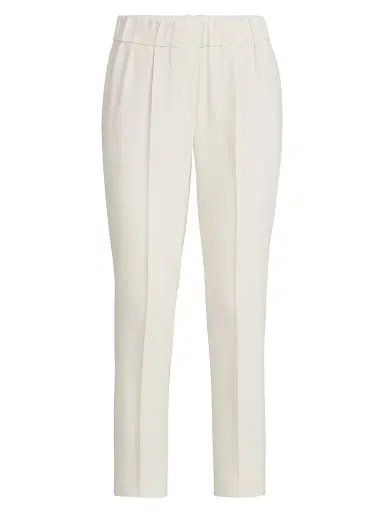 Brunello Cucinelli Women's Silk and Acetate Crêpe Cady Tailored Jogger Trousers | Thumbnail 1 Brunello Cucinelli Women's Silk and Acetate Crêpe Cady Tailored Jogger Trousers | Thumbnail 1