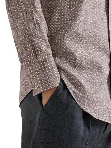 Brunello Cucinelli Men's Flower Print Twill Basic Fit Shirt with Button Down Collar | Thumbnail 4 Brunello Cucinelli Men's Flower Print Twill Basic Fit Shirt with Button Down Collar | Thumbnail 4