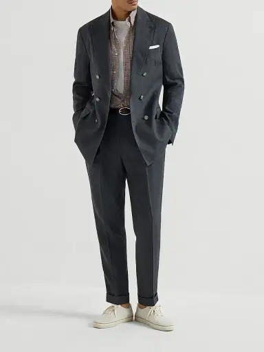 Brunello Cucinelli Men's Flower Print Twill Basic Fit Shirt with Button Down Collar | Thumbnail 6 Brunello Cucinelli Men's Flower Print Twill Basic Fit Shirt with Button Down Collar | Thumbnail 6