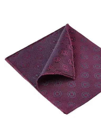 Brunello Cucinelli Men's Silk Pocket Square with Medallion Design | Thumbnail 3 Brunello Cucinelli Men's Silk Pocket Square with Medallion Design | Thumbnail 3