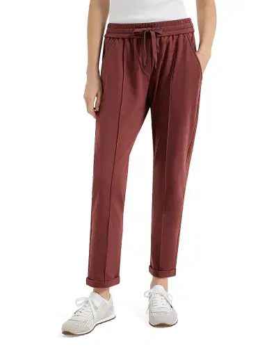 Brunello Cucinelli Women's Stretch Cotton Lightweight French Terry Track Trousers with Monili - Red - Size XXXXXL | Thumbnail 2 Brunello Cucinelli Women's Stretch Cotton Lightweight French Terry Track Trousers with Monili - Red - Size XXXXXL | Thumbnail 2