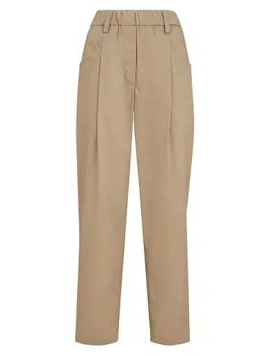 Brunello Cucinelli Women's Lightweight Poplin Five Pocket Track Trousers with Monili - Sand | Thumbnail 1 Brunello Cucinelli Women's Lightweight Poplin Five Pocket Track Trousers with Monili - Sand | Thumbnail 1