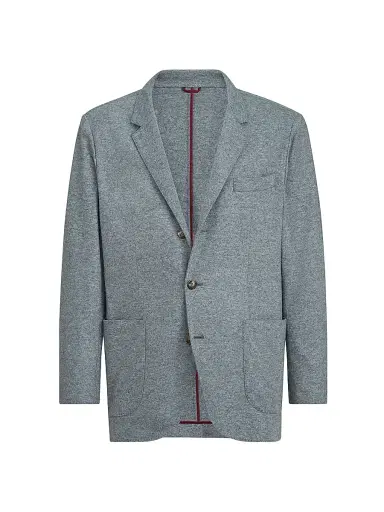 Brunello Cucinelli Men's Cashmere Jersey Blazer with Patch Pockets | Thumbnail 2 Brunello Cucinelli Men's Cashmere Jersey Blazer with Patch Pockets | Thumbnail 2