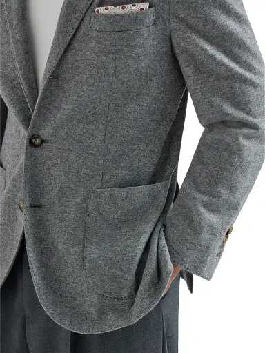 Brunello Cucinelli Men's Cashmere Jersey Blazer with Patch Pockets | Thumbnail 4 Brunello Cucinelli Men's Cashmere Jersey Blazer with Patch Pockets | Thumbnail 4