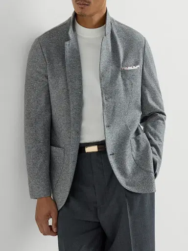 Brunello Cucinelli Men's Cashmere Jersey Blazer with Patch Pockets | Thumbnail 5 Brunello Cucinelli Men's Cashmere Jersey Blazer with Patch Pockets | Thumbnail 5