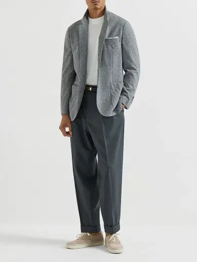 Brunello Cucinelli Men's Cashmere Jersey Blazer with Patch Pockets | Thumbnail 6 Brunello Cucinelli Men's Cashmere Jersey Blazer with Patch Pockets | Thumbnail 6