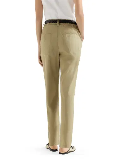 Brunello Cucinelli Women's Lightweight Poplin Five Pocket Track Trousers with Monili - Khaki | Thumbnail 3 Brunello Cucinelli Women's Lightweight Poplin Five Pocket Track Trousers with Monili - Khaki | Thumbnail 3