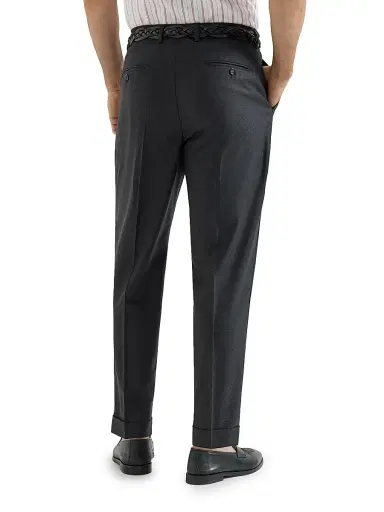 Brunello Cucinelli Men's Virgin Wool Houndstooth Trousers - Anthracite | Thumbnail 4 Brunello Cucinelli Men's Virgin Wool Houndstooth Trousers - Anthracite | Thumbnail 4