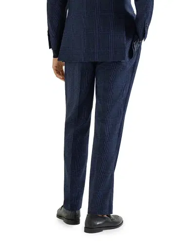 Brunello Cucinelli Men's Prince of Wales Tuxedo with Shawl Lapel Jacket and Trousers with Double Pleats - Navy Blue - Size 38 | Thumbnail 3 Brunello Cucinelli Men's Prince of Wales Tuxedo with Shawl Lapel Jacket and Trousers with Double Pleats - Navy Blue - Size 38 | Thumbnail 3