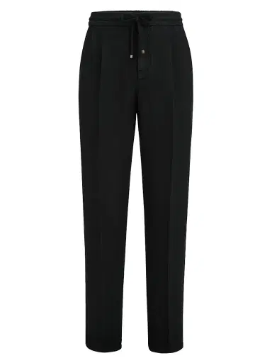 Brunello Cucinelli Men's Trousers in Linen Gabardine with Drawstring and Double Pleats | Thumbnail 1 Brunello Cucinelli Men's Trousers in Linen Gabardine with Drawstring and Double Pleats | Thumbnail 1