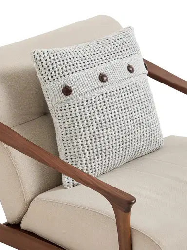 Brunello Cucinelli Cotton Feather Yarn Net Knit Cushion - Light Grey | Thumbnail 4 Brunello Cucinelli Cotton Feather Yarn Net Knit Cushion - Light Grey | Thumbnail 4