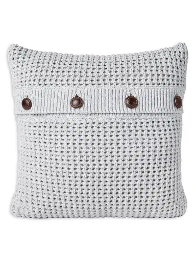 Brunello Cucinelli Cotton Feather Yarn Net Knit Cushion - Light Grey | Thumbnail 1 Brunello Cucinelli Cotton Feather Yarn Net Knit Cushion - Light Grey | Thumbnail 1