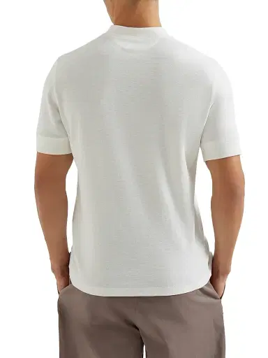 Brunello Cucinelli Men's Cotton Waffle Jersey T-Shirt with Henley Collar | Thumbnail 3 Brunello Cucinelli Men's Cotton Waffle Jersey T-Shirt with Henley Collar | Thumbnail 3